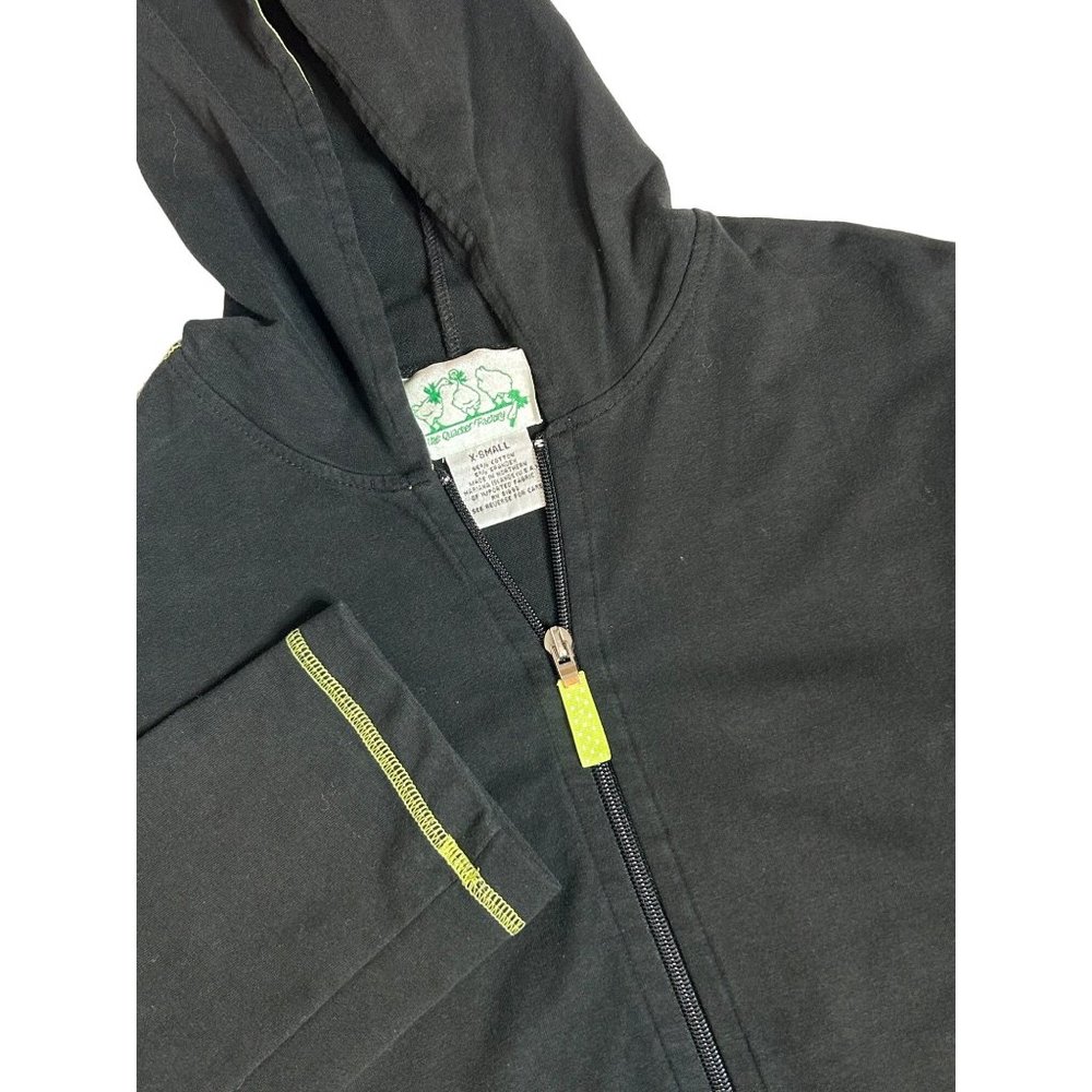 Quacker Factory Hoodie Jacket Black Zip Front Long Sleeve Womens X-Small